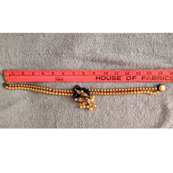 1940s Unsigned Haskell or Robert Faux Pearl Blue Glass Bead 2 Strand Necklace - Picture 11 of 12